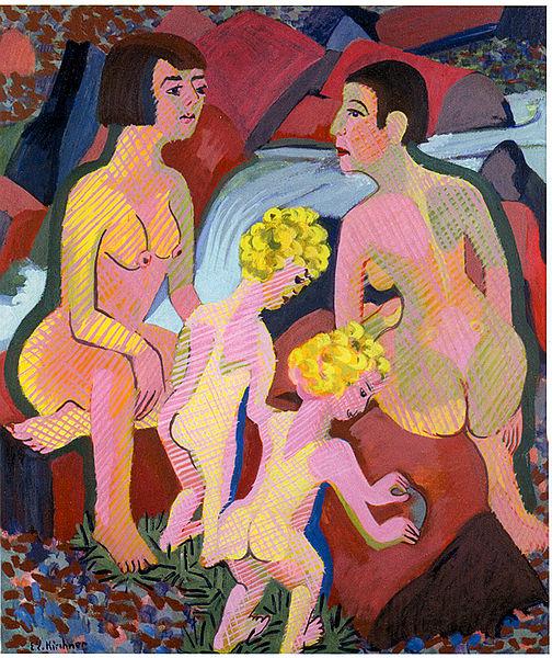 Ernst Ludwig Kirchner Bathing women and children Germany oil painting art